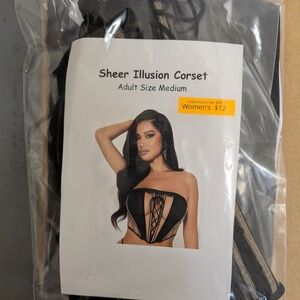 New Women's M Sheer Illusion Corset